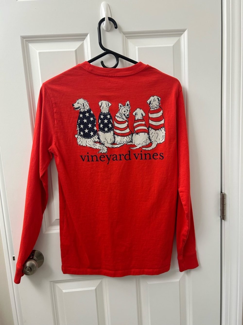 Vineyard Vines Red Crewneck Tee Dog Logo Men’s XS like New
